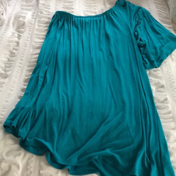 One shoulder cerulean blue shift dress - Picture 2 of 2